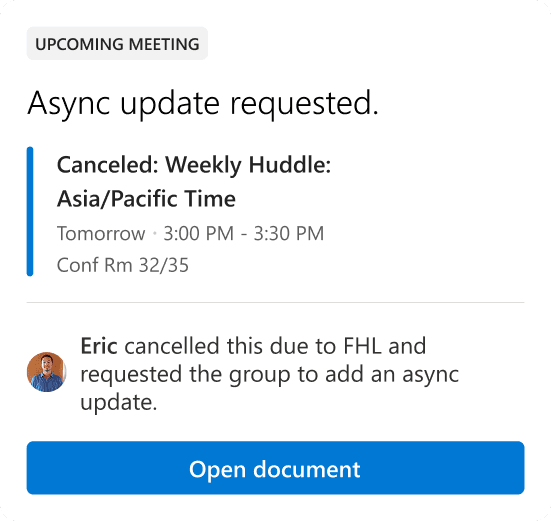 Microsoft 365 Calendar Inbox card