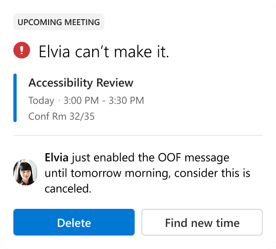 Microsoft 365 Calendar Inbox card