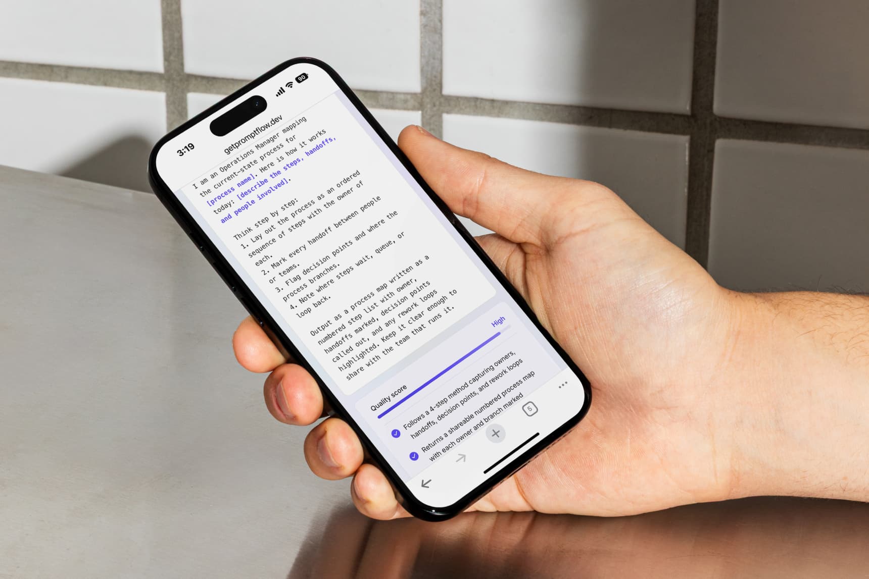 Prompt Flow homepage, mobile