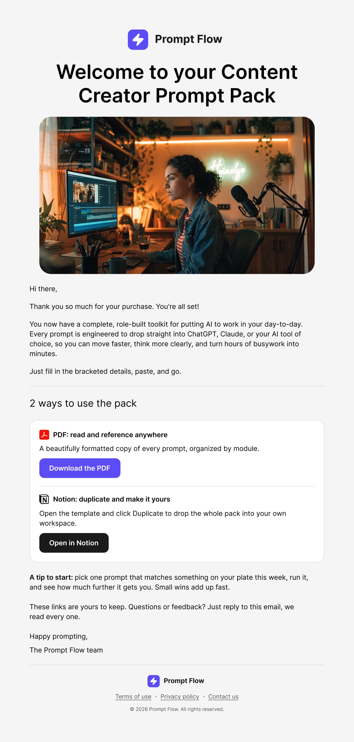 Prompt Flow delivery email