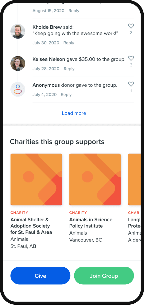 Charitable Impact discovery experience